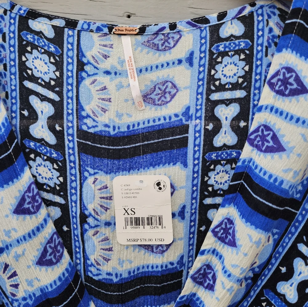 NWT Free People Rosalie Wrap Top Indigo